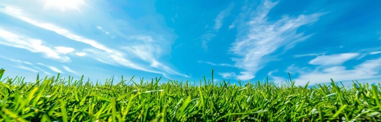 Obraz premium Sunny Field with Grass and Sky