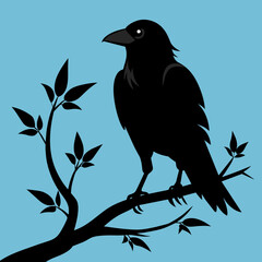 Graceful Crow Perched Vector Silhouette for Stunning Visuals