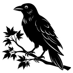 Graceful Crow Perched Vector Silhouette for Stunning Visuals