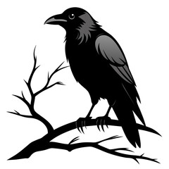 Graceful Crow Perched Vector Silhouette for Stunning Visuals