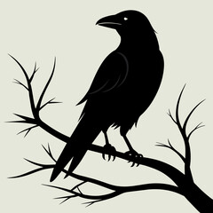 Graceful Crow Perched Vector Silhouette for Stunning Visuals