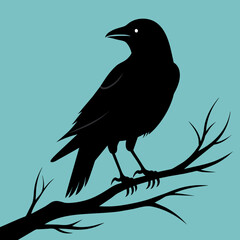 Graceful Crow Perched Vector Silhouette for Stunning Visuals