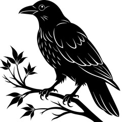 Graceful Crow Perched Vector Silhouette for Stunning Visuals