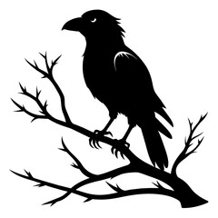 Graceful Crow Perched Vector Silhouette for Stunning Visuals