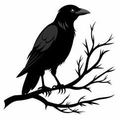 Graceful Crow Perched Vector Silhouette for Stunning Visuals