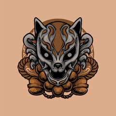 The golden kitsune mask vector illustration design