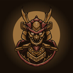 Golden oni samurai vector illustration design