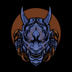 Blue oni mask vector illustration design