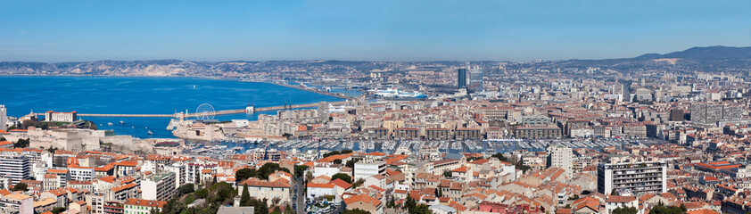 Panoramic view of the Vieux Port of Marseille