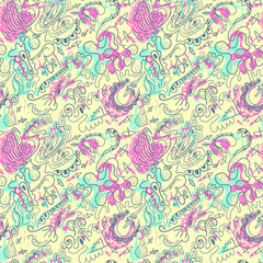 Seamless hand-drawn abstract vector pattern for textile and texture design