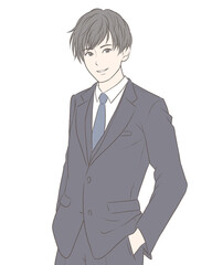 スーツを着て笑う男性