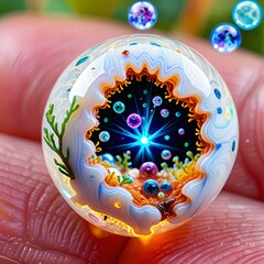 Small broken sphere with the life of the universe inside