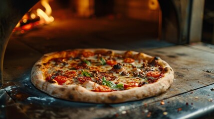 Pizza in the oven. Pizza in the oven. Restaurant.