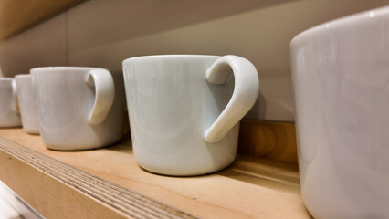White glasses on wooden counter