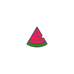 Watermelon Simple Vector Color Line Icons.