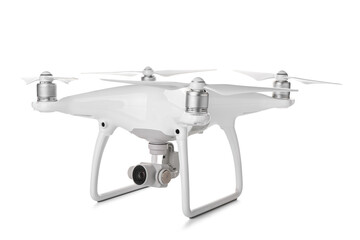 Modern quadcopter isolated on white background