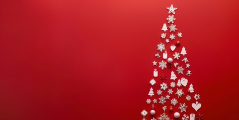 Transform your holiday decor with a unique Christmas tree design featuring white ornaments on a vibrant red background, adding a colorful and creative flair to your festive celebrations