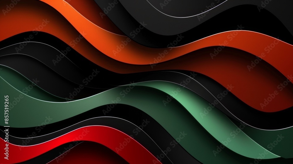 Poster abstract design featuring colorful paper waves, creating a dynamic and visually appealing mockup for