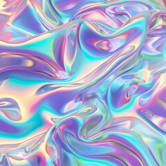 Obraz premium Swirling mix of iridescent gradient, creating a dynamic and fluid art texture. Copy space. 