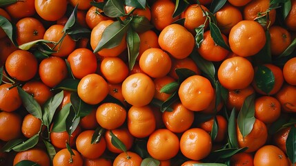 Colorful fruit background. Horizontal wallpaper full of mandarines. Organic vitamin harvest season