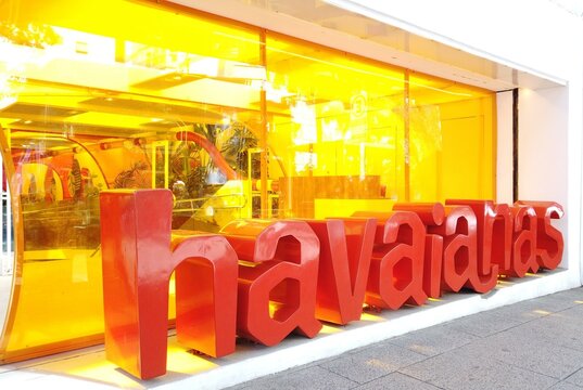 Havaianas flaghip store in Sao Paulo, Oscar Freire. Brand close-up. S&atilde;o Paulo, Brazil: 06-20-24.