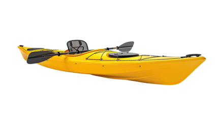 yellow kayak on a transparent background