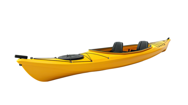 yellow kayak on a transparent background