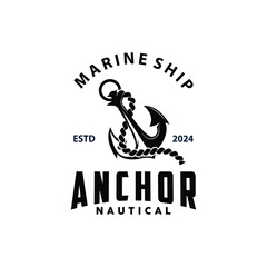 Marine ship vector anchor logo simple minimalist design anchor illustration simple marine symbol template