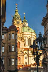 Naklejka premium Church of Saint Nicholas in Lesser Town Square in Prague, Czech Republic, Europe.