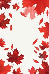 Obraz premium Vertical banner. Happy Civic holiday celebration in Canada. Canada Day. Holiday concept. Red and white maple leaves on white background. Template web banner, poster design. Free space for text