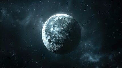 Earth's Moon Glowing On Black Background