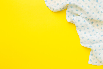 Cotton fabric on color background, top view