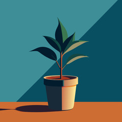 Greenery at Home: Vector Illustration of a Potted Plant