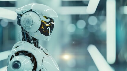 Using automation process to increase productivity. Industrial management in efficiency and efficient process with robotic process automation (RPA). 3D rendering AI robot in factory automation