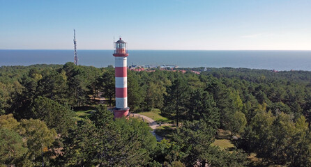Nida Lighthouse 27 metres high on the Lithuanian part of Curonian Spit between the Curonian Lagoon...