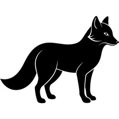 Arctic Fox Silhouette: Striking Black Design on White Background