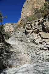 Layered cliff vertical - Devils Hall - Guadalupe Mountains national Park, Texas