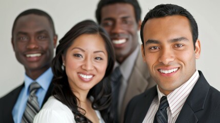 A group of people are smiling for the camera, business team concept