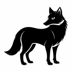 Arctic Fox Silhouette: Striking Black Design on White Background