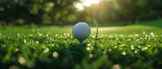 Focus Photography of Golf Ball on the Grass. Reference Picture of Outdoor Activity