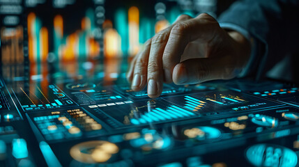 Businessman using tablet analyzing sales data and financial report, business growth graph chart. digital marketing planning and strategy, financial report