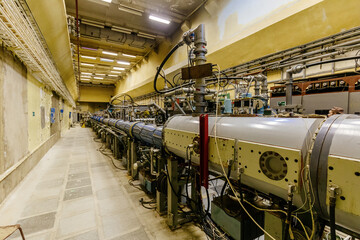 Large metal tube of particle accelerator