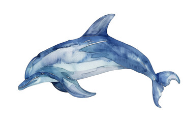 Fototapeta premium Watercolor illustration of a dolphin swimming, marine life concept
