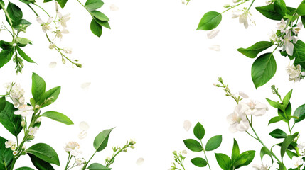 Obraz premium Green leaves and flowers on a transparent background