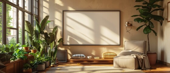 Fototapeta premium Interior Design Reference. Modern Elegant Living Room Design in 3D Rendering 