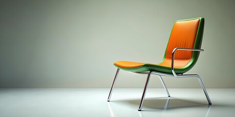 Modern chair design with minimal color concept in orange and green, created using generative , interior, chair, design, creative, minimal, color, orange, green, generative AI, modern