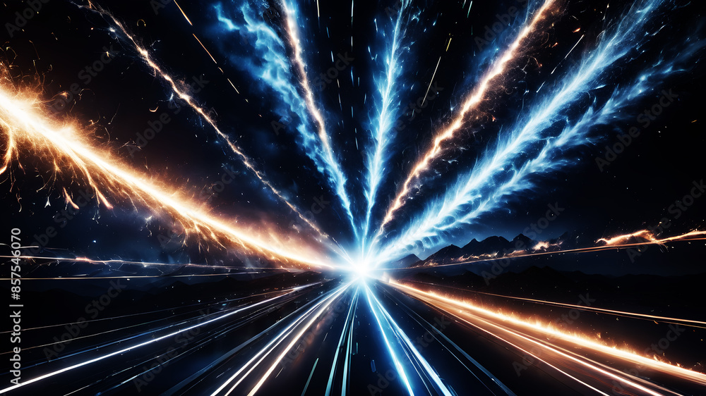Aufkleber a depiction of a digital network exploding outward from a central point. blue-toned lines and dots s
