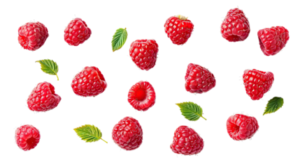 Raspberries on a transparent background