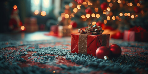 christmas present box under the tree