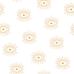 Boho decorative seamless pattern design in golden color.
